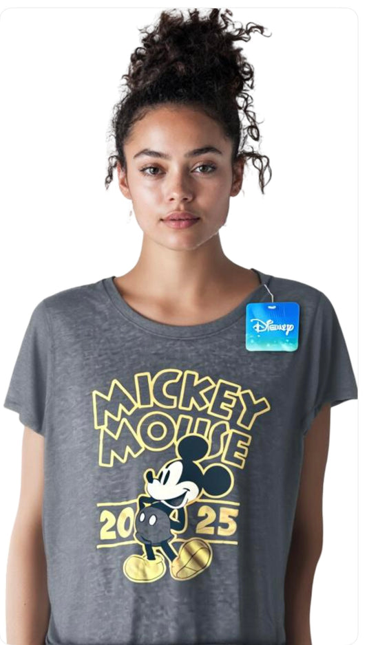Disney Mickey Mouse 2025 Graphic Gray Tee (Size is Junior Women XX-Large)